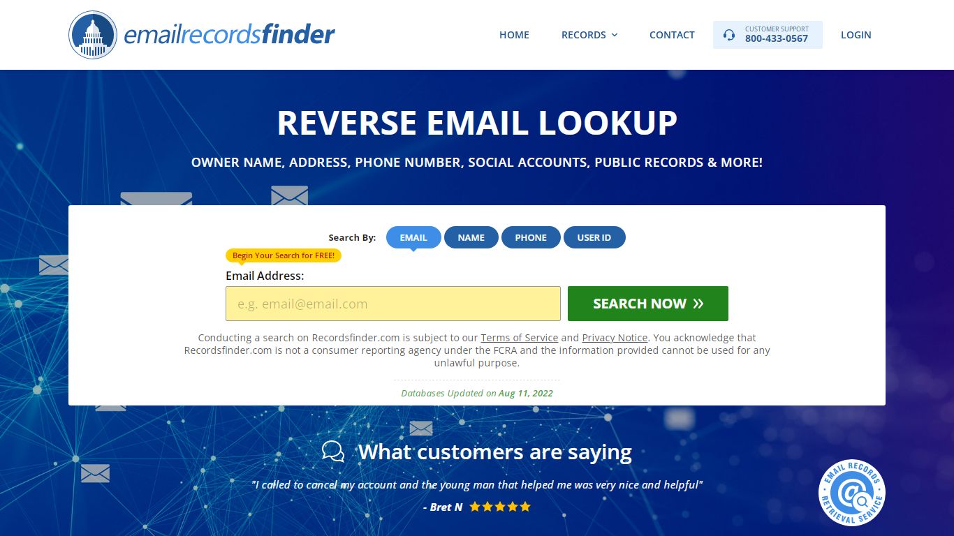 Email Records Search - Recordsfinder.com