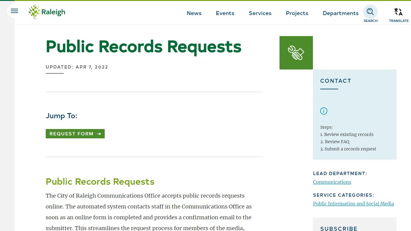 Public Records Requests | Raleighnc.gov